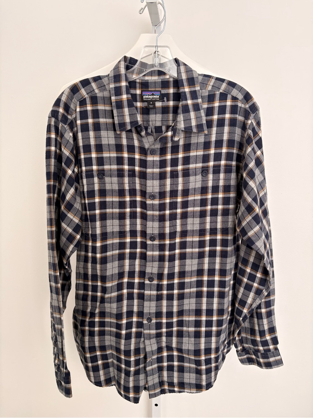 Patagonia Men's Plaid Button-Down Shirt - Navy, Gray, Tan